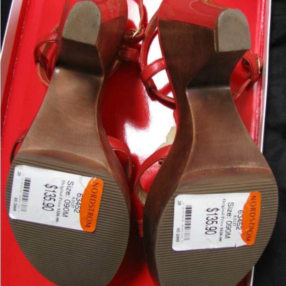 NIB COACH JEANNA VERMILION WOOD PLATFORM SANDALS 9 - Picture 7 of 8